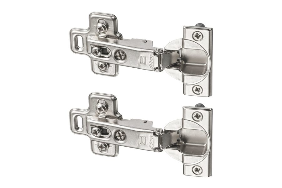 Two nickel-plated concealed cup hinges, soft-close