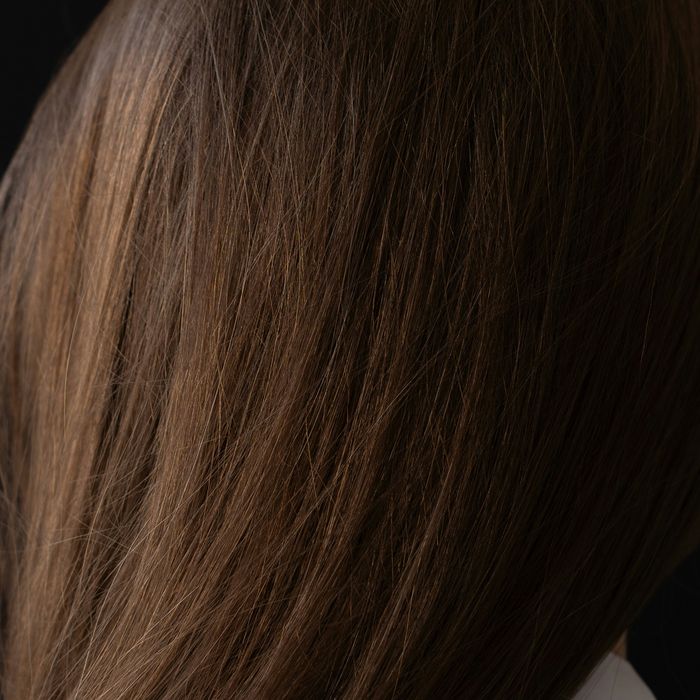 Close-up of sleek straight brown hair